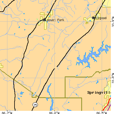 Zip code 35133 close-up map