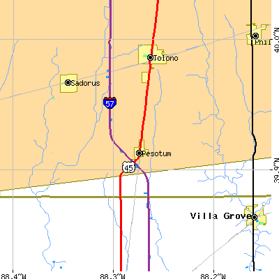 Zip code 61863 close-up map