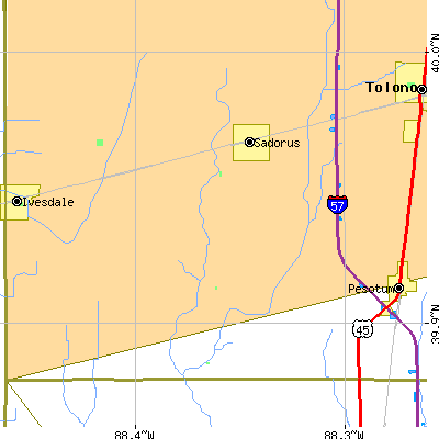 Zip code 61872 close-up map