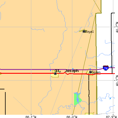 Zip code 61873 close-up map
