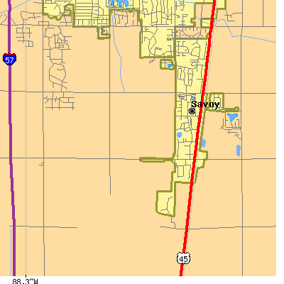 Zip code 61874 close-up map