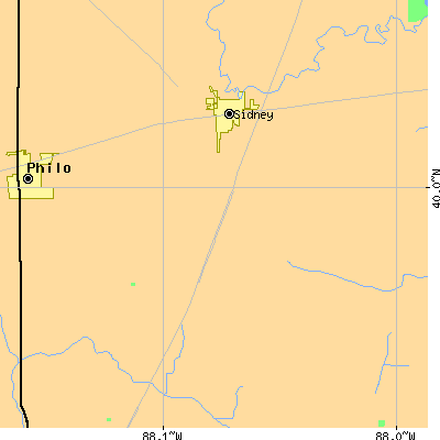 Zip code 61877 close-up map