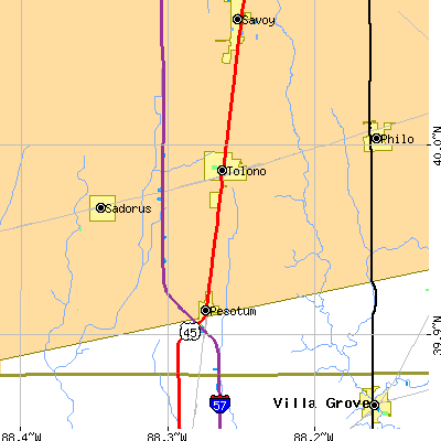 Zip code 61880 close-up map