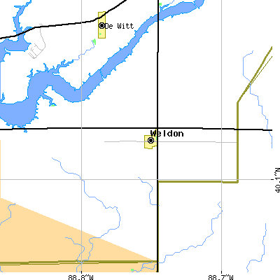 Zip code 61882 close-up map