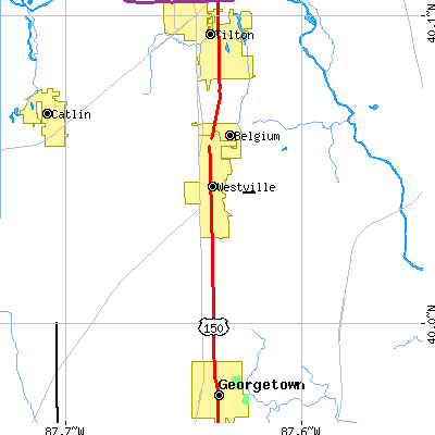 Zip code 61883 close-up map