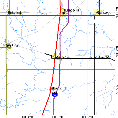 Zip code 61910 close-up map