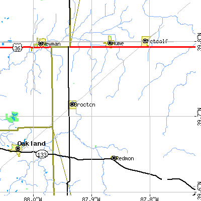 Zip code 61917 close-up map