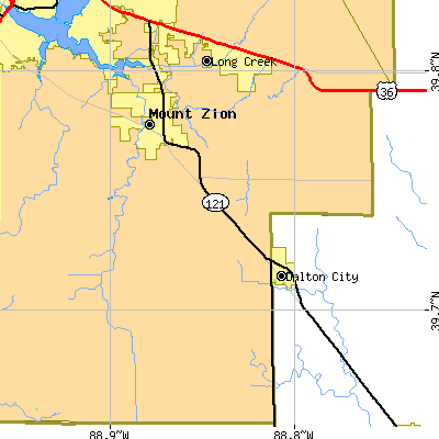 Zip code 61925 close-up map