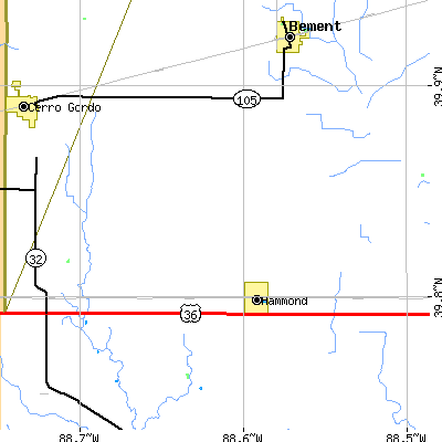 Zip code 61929 close-up map