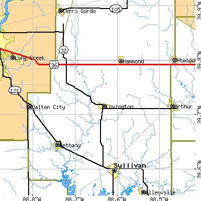 Zip code 61937 close-up map
