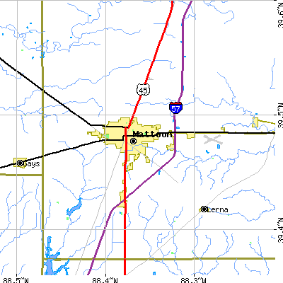 Zip code 61938 close-up map