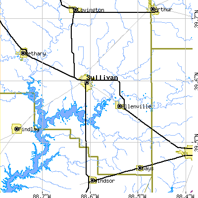 Zip code 61951 close-up map