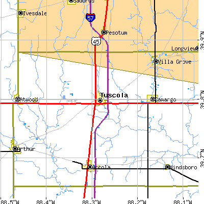Zip code 61953 close-up map