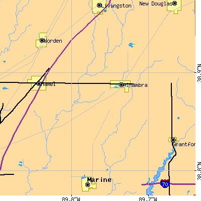 Zip code 62001 close-up map