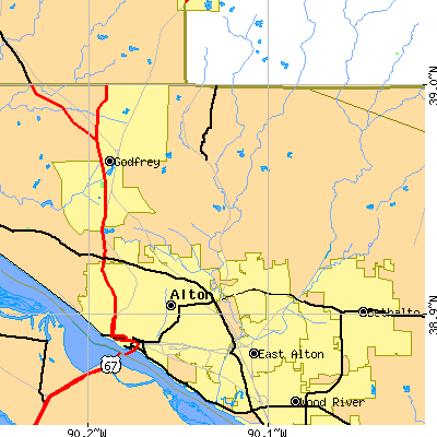 Zip code 62002 close-up map