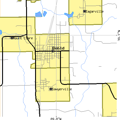 Zip code 62009 close-up map