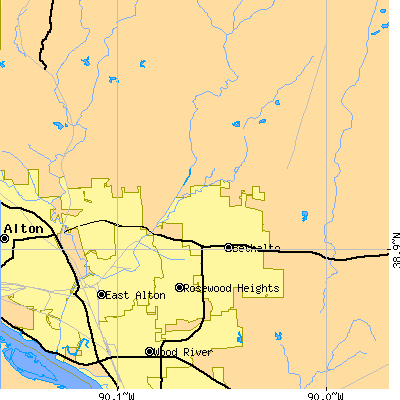 Zip code 62010 close-up map