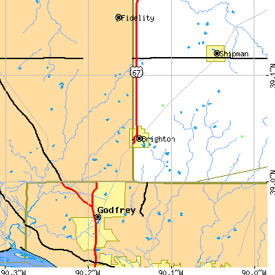 Zip code 62012 close-up map