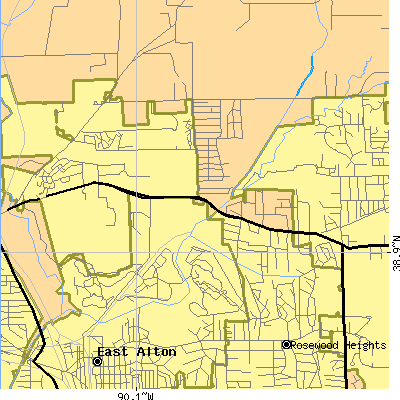 Zip code 62018 close-up map