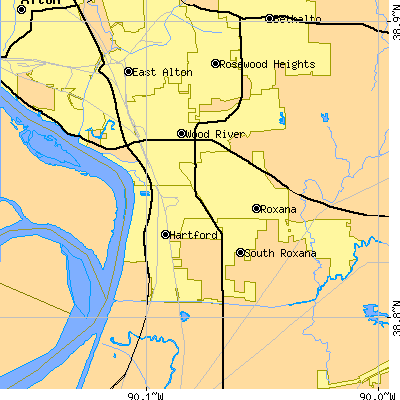 Zip code 62024 close-up map