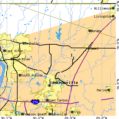 Zip code 62025 close-up map