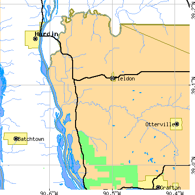 Zip code 62031 close-up map