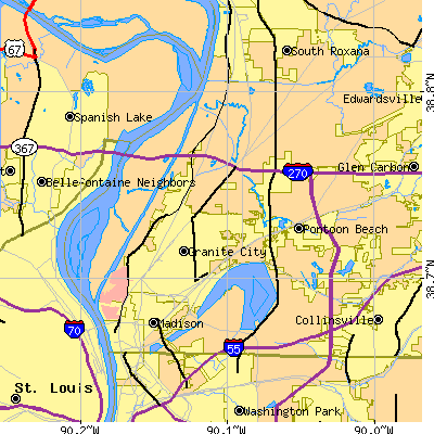 Zip code 62040 close-up map