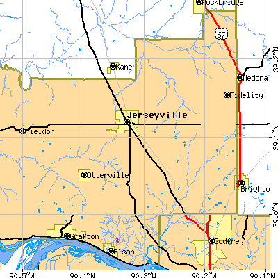 Zip code 62052 close-up map