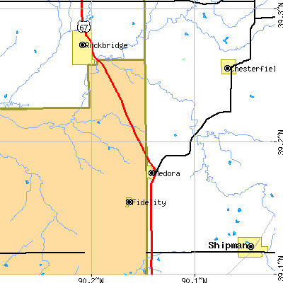 Zip code 62063 close-up map