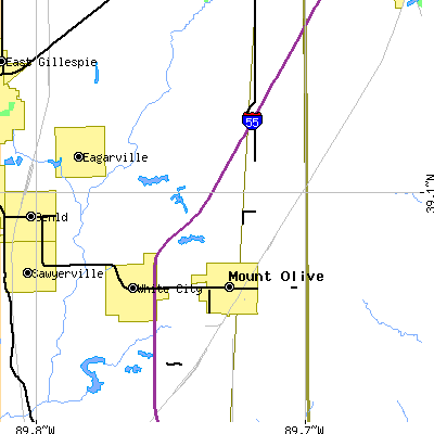 Zip code 62069 close-up map