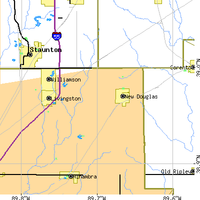 Zip code 62074 close-up map