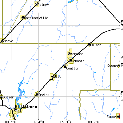 Zip code 62075 close-up map