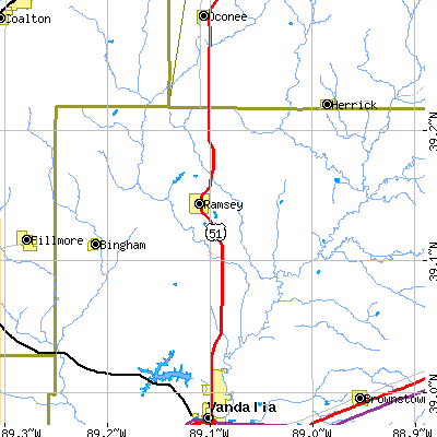 Zip code 62080 close-up map