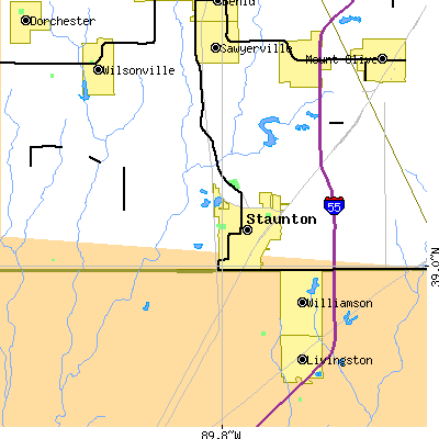 Zip code 62088 close-up map