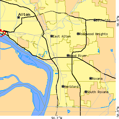 Zip code 62095 close-up map