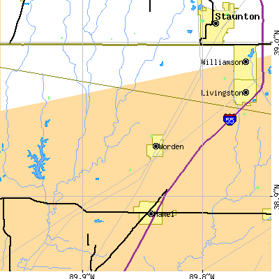 Zip code 62097 close-up map