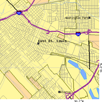 Zip code 62205 close-up map