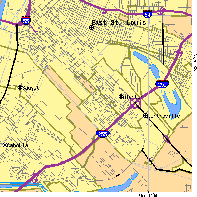 Zip code 62207 close-up map