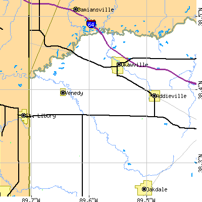 Zip code 62214 close-up map
