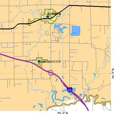 Zip code 62215 close-up map