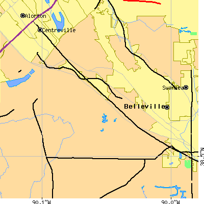 Zip code 62223 close-up map