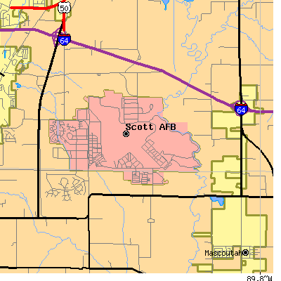 Zip code 62225 close-up map