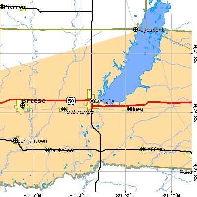 Zip code 62231 close-up map