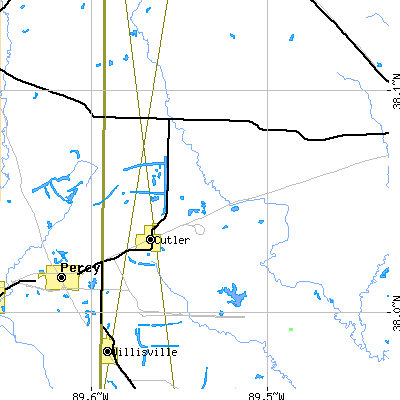 Zip code 62238 close-up map