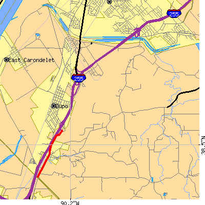 Zip code 62239 close-up map