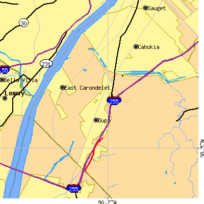 Zip code 62240 close-up map