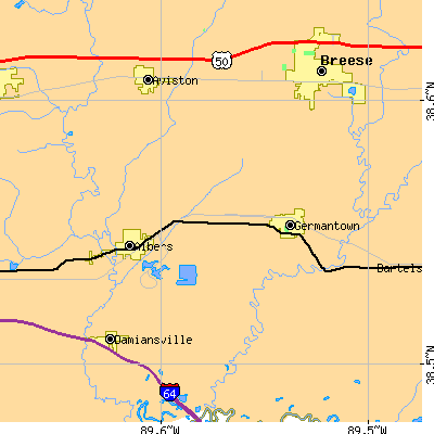 Zip code 62245 close-up map
