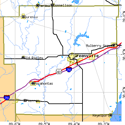 Zip code 62246 close-up map