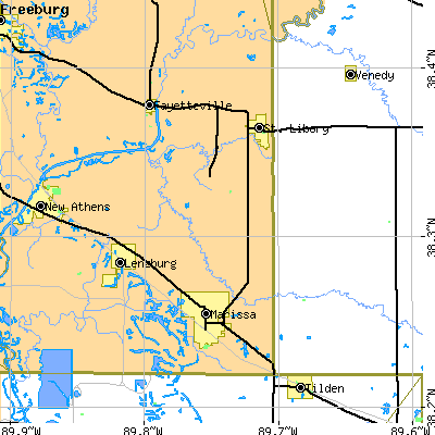 Zip code 62257 close-up map