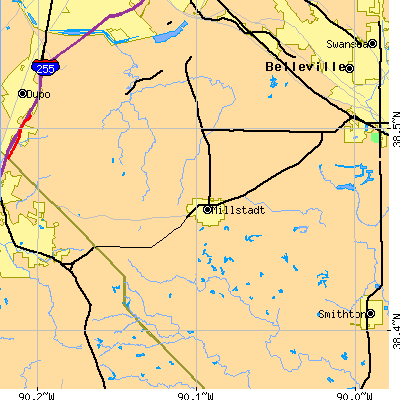 Zip code 62260 close-up map